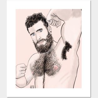 Bearded Hottie (Continuous Line) Posters and Art